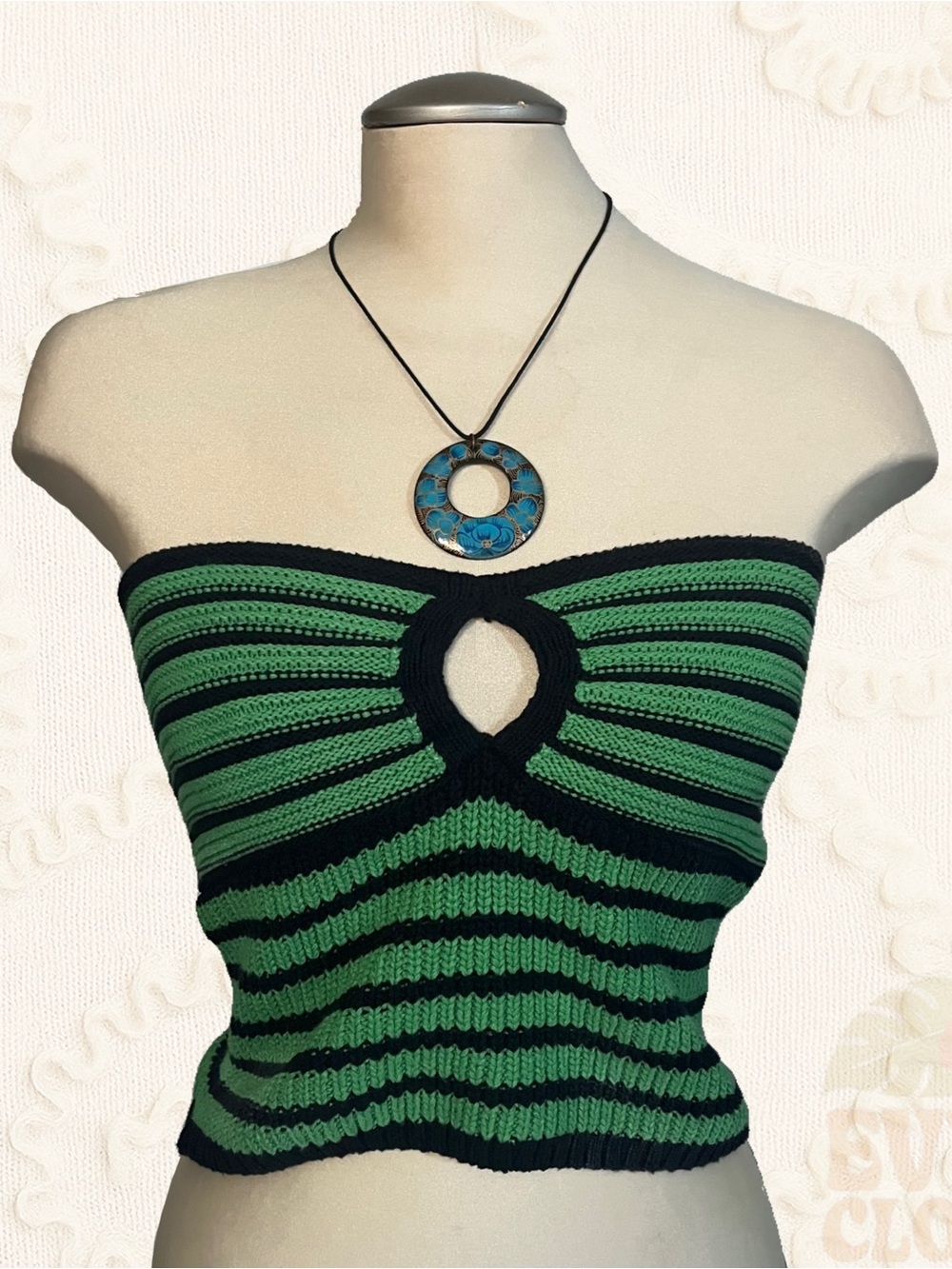 Simons/ONLY Knit Mini Tube Top w/ Keyhole Womens Small Barely Worn Stripped